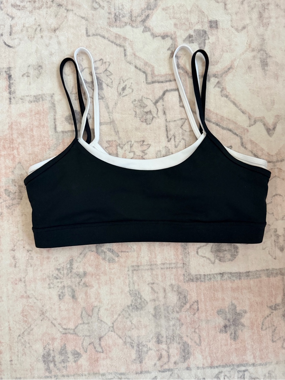 NWOT ALO Airbrush Double Up Bra Black/White